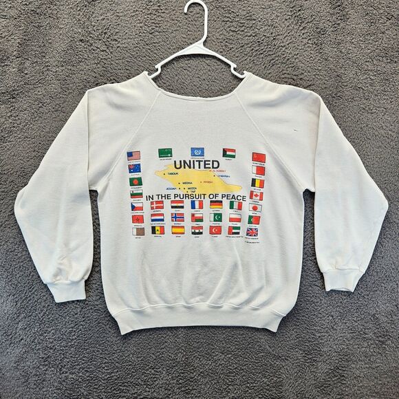 Vtg Operation Desert Shield Sweatshirt Size Large United In the Pursuit Of Peace - Picture 8 of 12